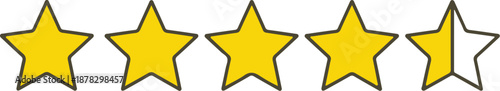 Rating Interface Element with Five Gold Stars and One Grey Star Symbolizing User Feedback and Review