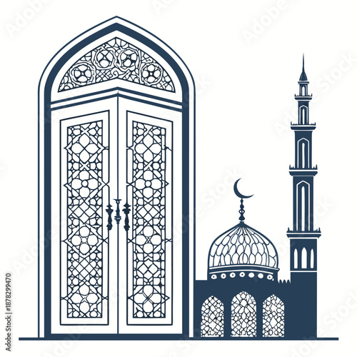 islamic architecture silhouette vector design, 