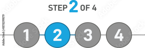 Modern Interface Element Step Indicator Showing Second Step of Four-Step Process in a Clean and Minimalistic Design Style