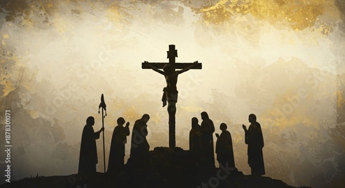 Crucifixion of Jesus Christ Silhouette – Holy Week Religious Art & Easter Symbolism