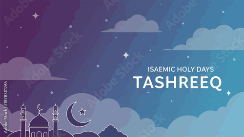 A serene night sky with clouds and mosque