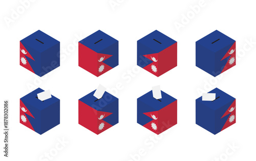 Nepal Election Ballot Box Vector Isometric