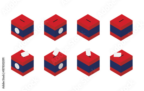 Laos Election Ballot Box Vector Isometric