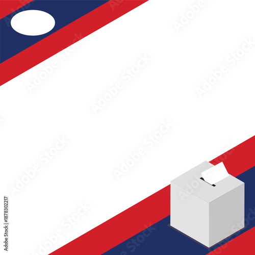 Laos Election Box Square Template Vector