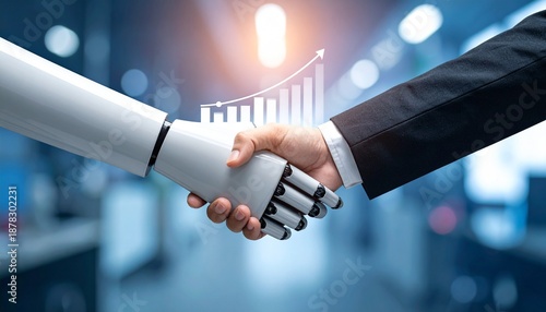 Wallpaper Mural Human and Robot Handshake - A Symbol of Technological Collaboration and Partnership. Torontodigital.ca