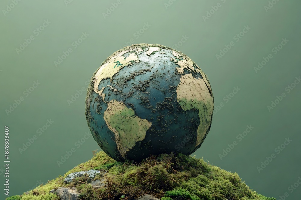 Fototapeta premium Earth globe, eco friendly, green planet, sustainable world