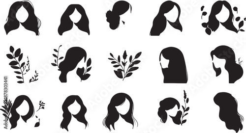 A vector set of women shoes and animals featuring a black silhouette collection of a cat, dog, and bird in a cartoon art design for a nature logo or tattoo icon symbol