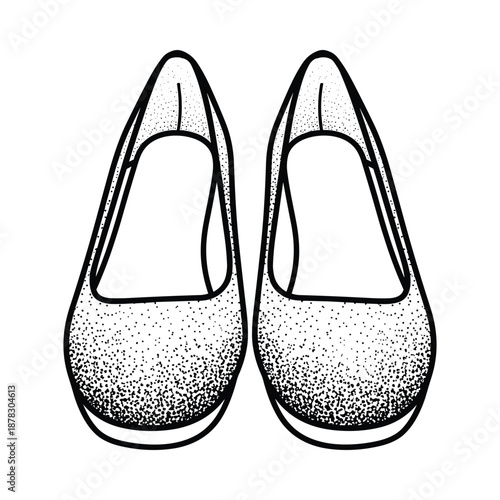 Black and white illustration of women's ballet flats