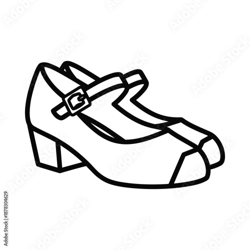 Woman shoe illustration black white