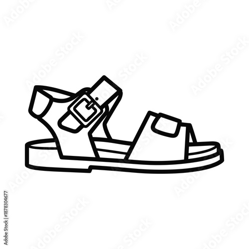 Black and white illustration of a sandal