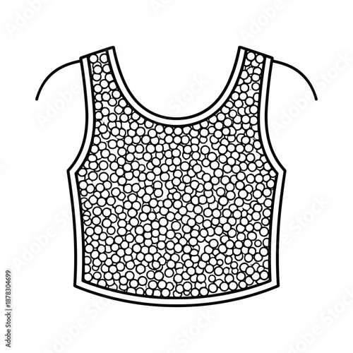 Black and white illustration of a sleeveless shirt with polka dots