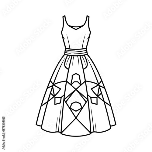 Simple black and white dress illustration