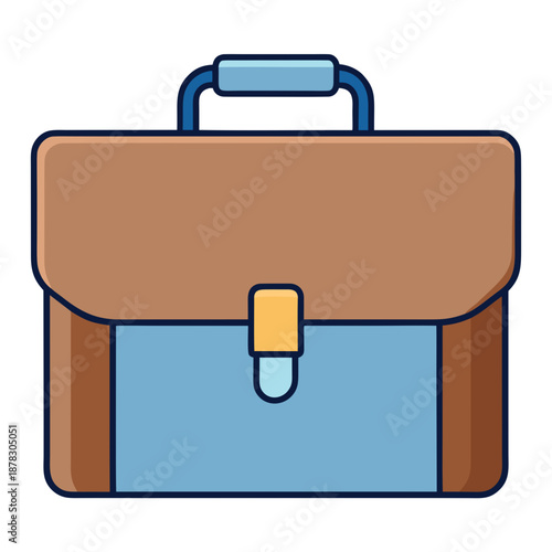 Brown leather briefcase with blue accent