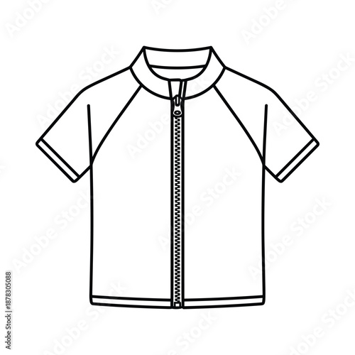 Simple black and white illustration of a shirt with zip