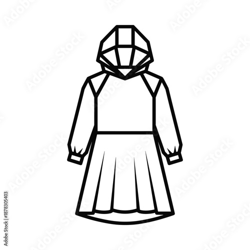 Woman wearing hooded dress illustration