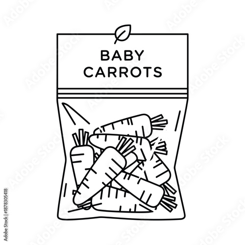 Baby Carrots in Plastic Bag Illustration