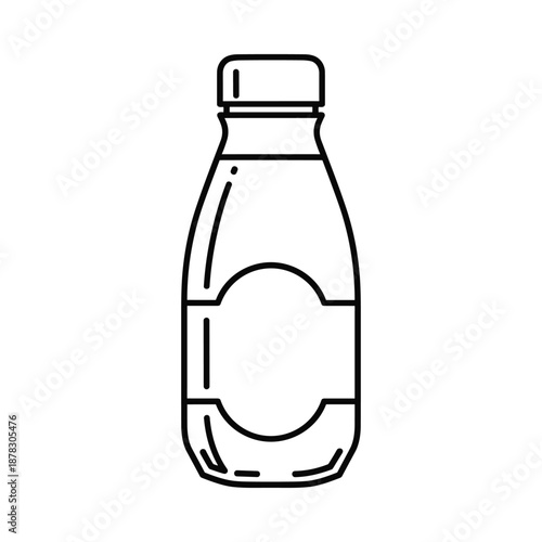 Glass Milk Bottle Simple Line Drawing