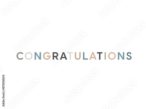 Celebratory typography with multicolored text reading Congratulations in a clean simple layout