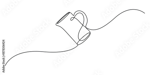Minimalist, continuous one-line drawing of a jug or mug. One line drawing of jug vector illustration