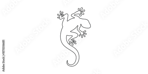 Minimalist single continuous black outline of a gecko or lizard vector illustration