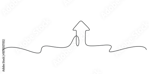 Minimalist single continuous line drawing of a success or business growth arrow sign vector illustration