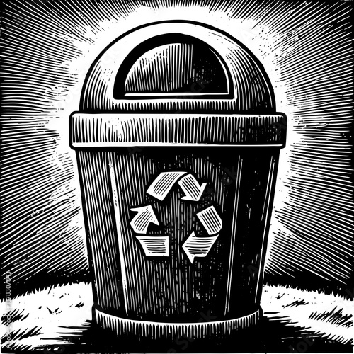 Recycling bin with recycle symbol
