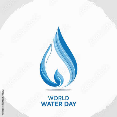 A stylized blue water droplet design with World Water Day text