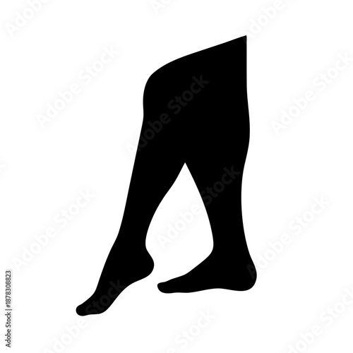 Human Leg and Foot Icon, Solid Black Silhouette Vector for Orthopedics and Fitness, Minimalist Flat Design Isolated on White Background
