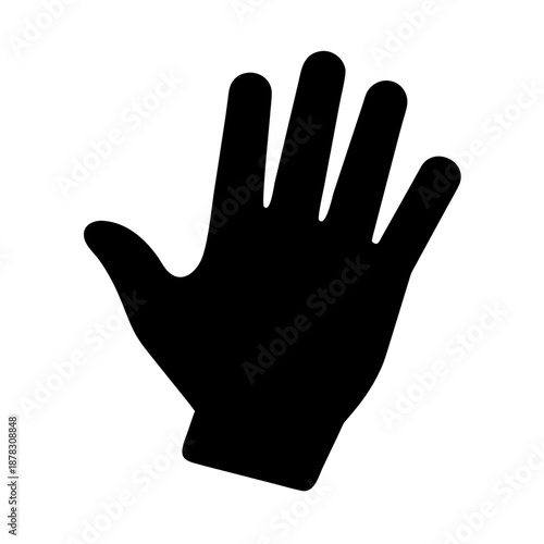 Human Hand Silhouette Icon, Minimalist Black Vector Design for Gestures and Touch, Scalable Flat Graphic Isolated on White Background
