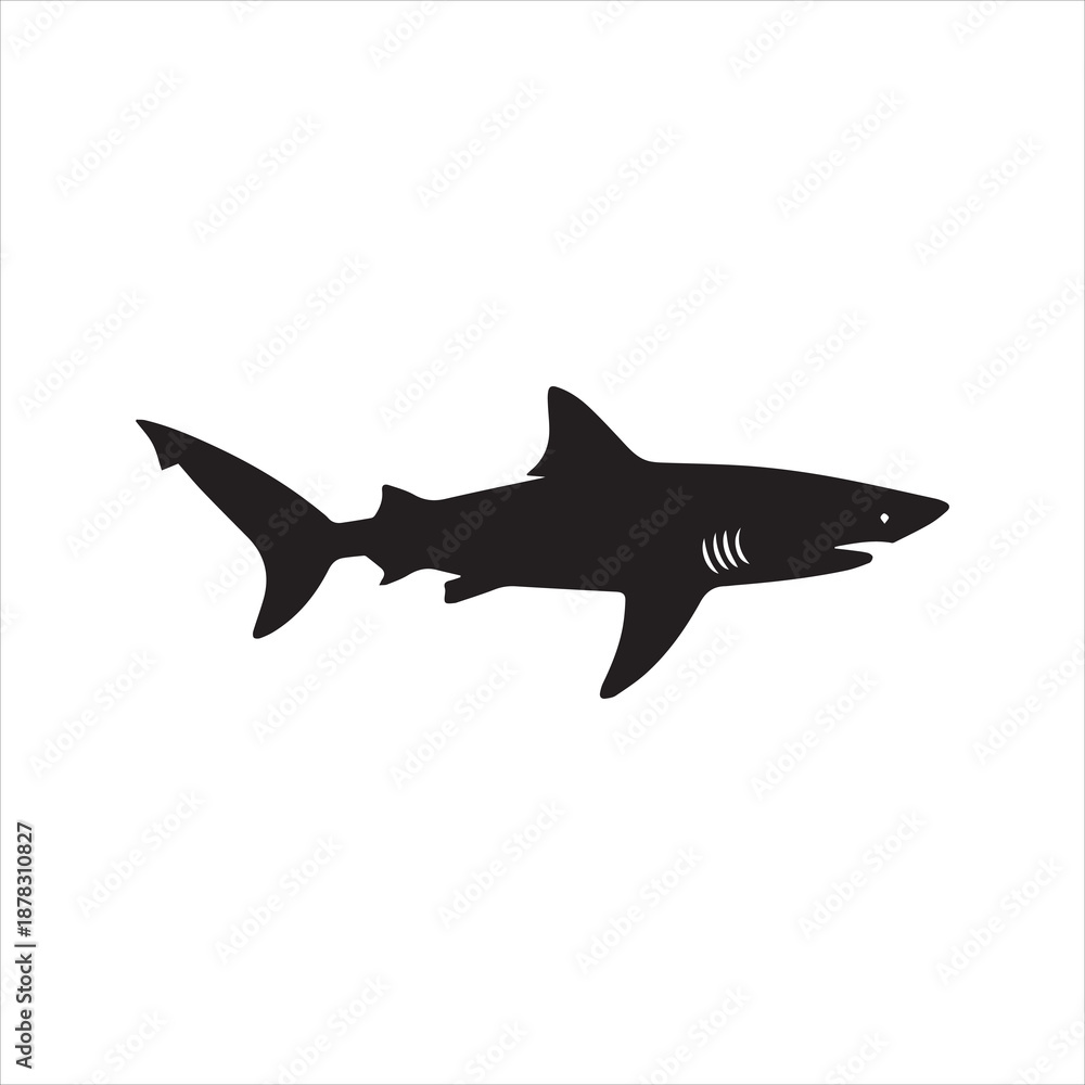 Naklejka premium Shark Silhouette Icon – Ocean Predator Vector Illustration