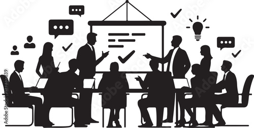 Group of people in business meeting with presentation and discussion