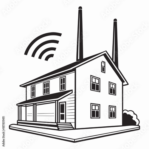 Modern house with wi-fi signal