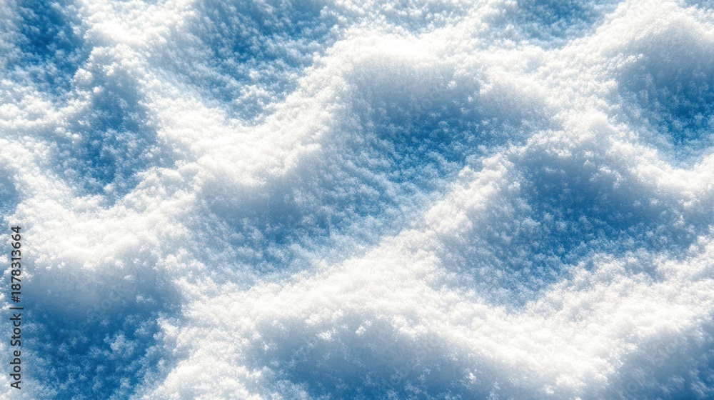 Fototapeta premium Close-up snow texture on a blue background. Possible use for wallpaper, background