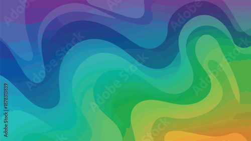 A vibrant abstract artwork with wavy lines