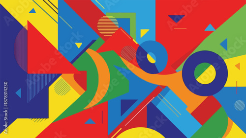 A vibrant abstract composition of geometric shapes