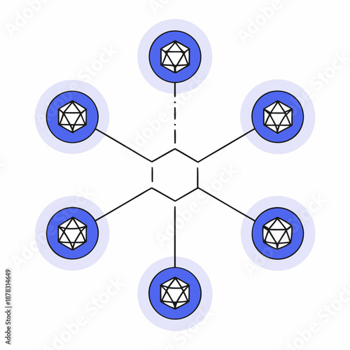 Central node connected to six nodes