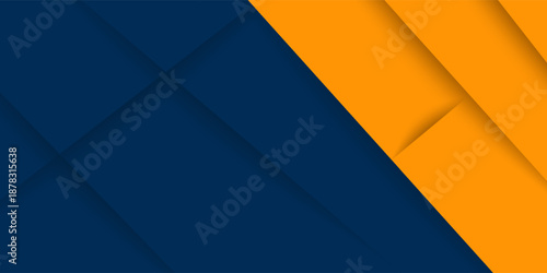 Blue and yellow modern papercut background with layered abstract design.