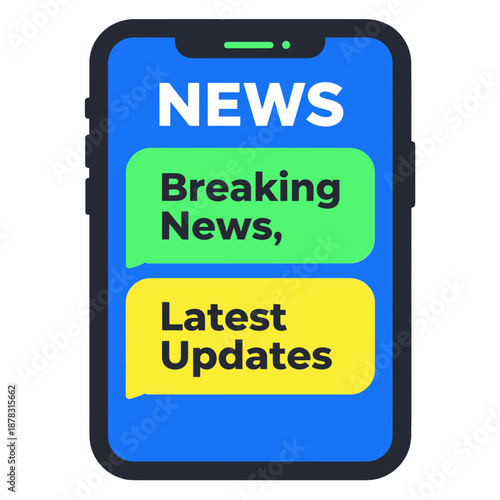 News UI icon with breaking news and latest updates sections.