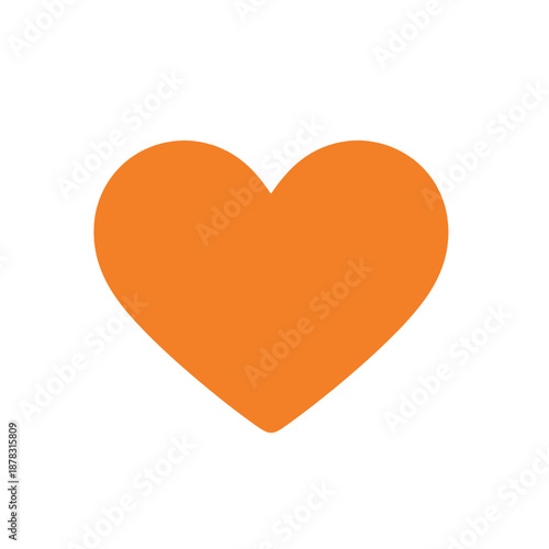 Orange heart flat vector icon.