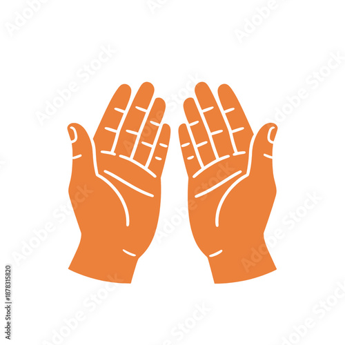 Orange Hands Gesture Flat Vector Icon
