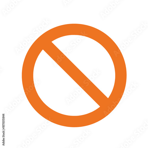Orange Prohibited Sign Vector Icon.