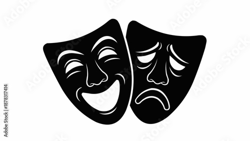 Comedy and Tragedy Masks Symbolizing Theater and Performance.
