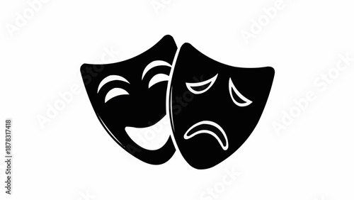 Comedy and Tragedy Theater Masks Symbolizing Emotions.