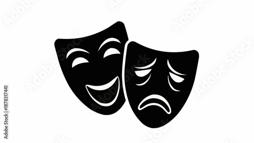 Comedy and Tragedy Theater Masks Symbolizing Emotions.