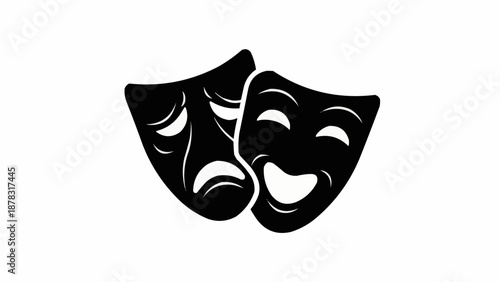 Comedy and Tragedy Theater Masks Symbol.