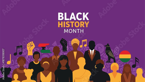 A vibrant illustration of diverse people celebrating Black History Month (1)