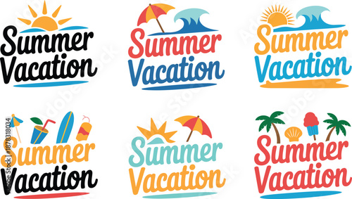 Collection of Summer Vacation with Beach