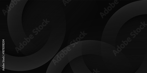 Dark black background abstract 3D geometric with wave effect decoration. Vector illustration
