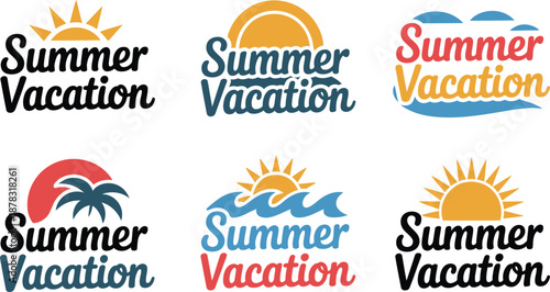 Collection of Summer Vacation with Sun and Beach