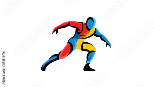 Dynamic wrestler vector illustration suitable for sports events promotions, fitness infographics, or graphic design elements for wrestlingrelated projects.
